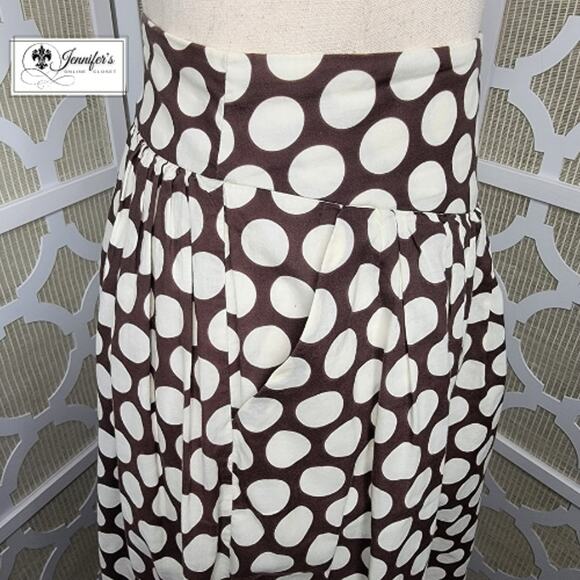 Necessary Objects Women's Brown & Cream Polka Dot Flare Skirt Size L - Picture 4 of 10